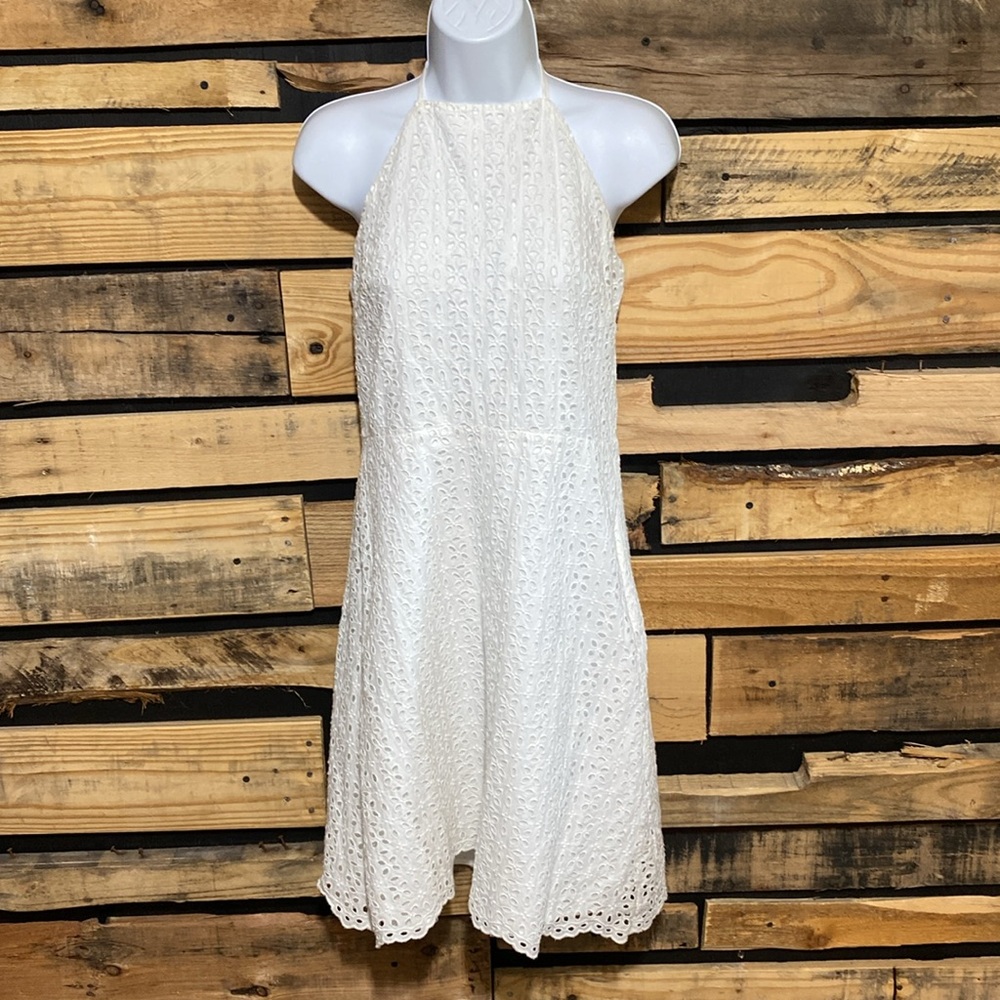 GAP Halter-neck Eyelet White Dress‎ Size 8 Tall - Picture 4 of 12